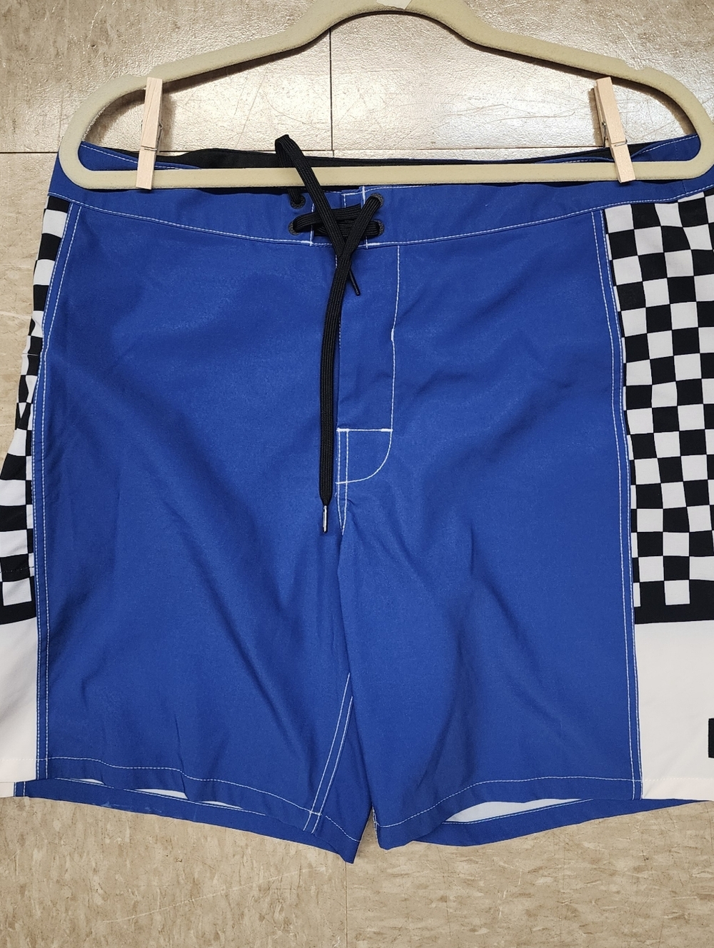 Vans Board Shorts Mens Size 36 Blue Checkerboard Swim Trunks Surf Beach